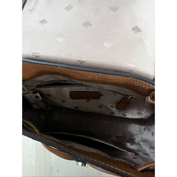 Kate Spade New York Leila Medium Flap Backpack Brown Pebbled Leather - Picture 9 of 14